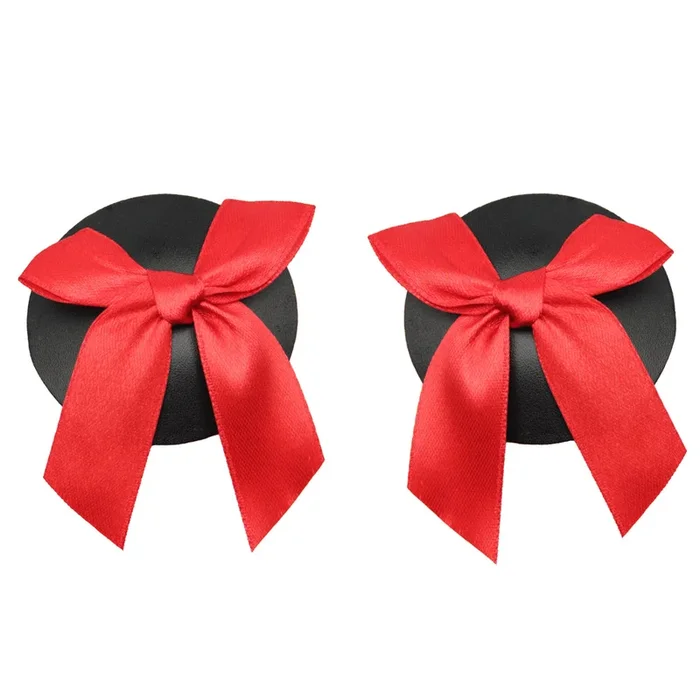 Love in Leather Satin Bow Nipple Pasties