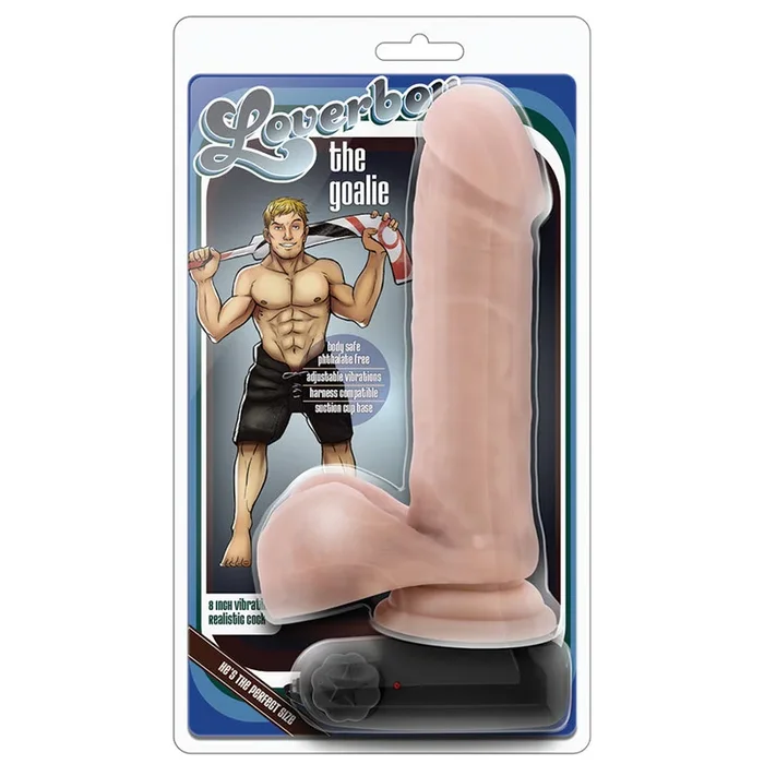 Loverboy The Goalie Vibrating Dildo-Vanilla 8″