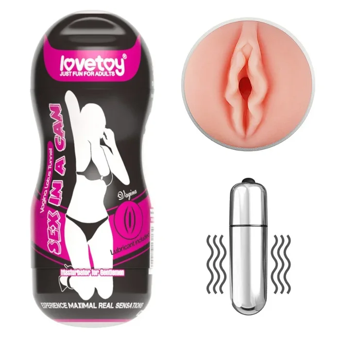 LoveToy Sex In A Can Vibrating Vagina Lotus