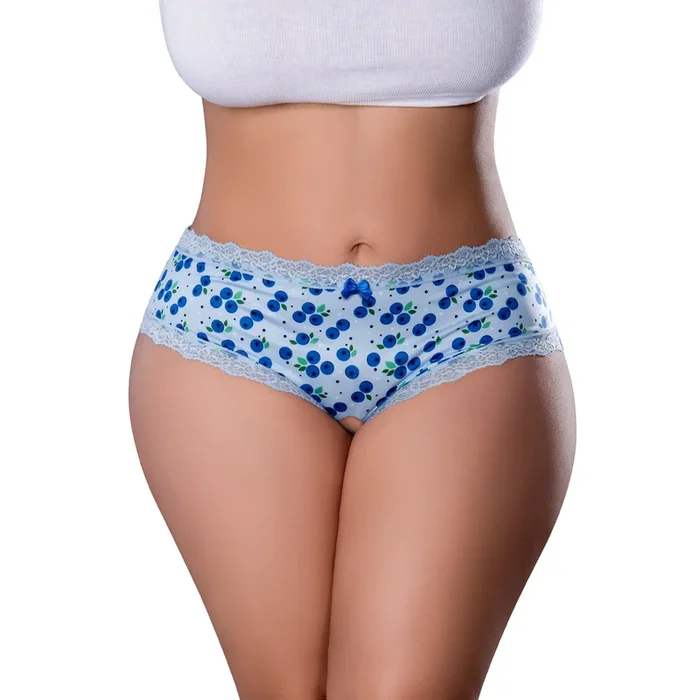 Magic Silk Sweet Treats Crotchless Boy Short with Lube Blueberry Queen Size