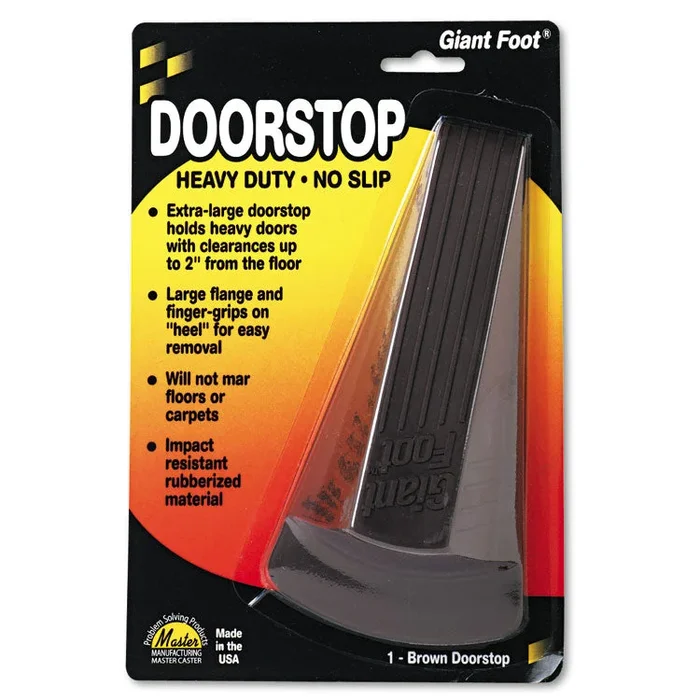 Master Caster® Giant Foot Doorstop, No-Slip Rubber Wedge, 3.5w x 6.75d x 2h, Brown (MAS00964) Each