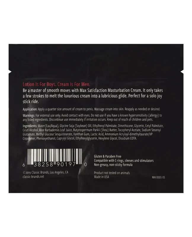 Max Satisfaction Masturbation Cream Foil – 6 ml Pack of 24