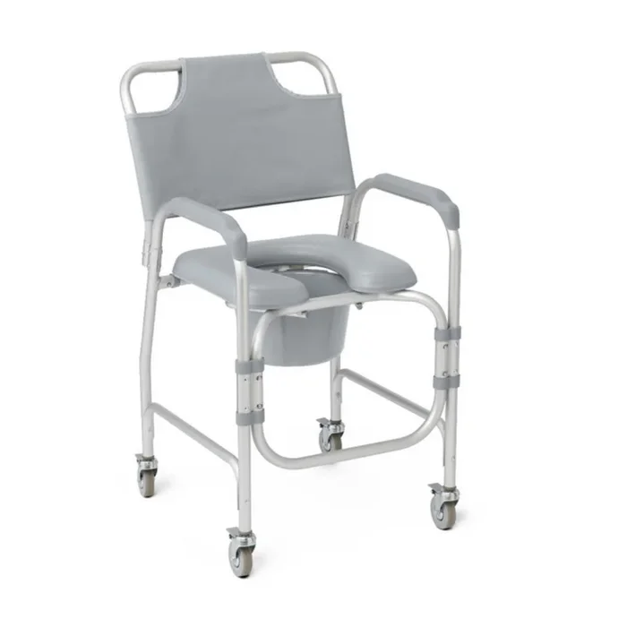 Medline Drop-Arm Bedside Commode with Wheels & Padded Seat