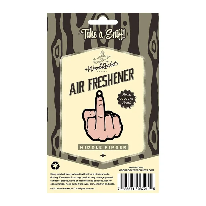 Middle Finger Brown Air Freshener – Fresh Peach Cologne Scent | Premium Quality, Fun Adult Gag Gift