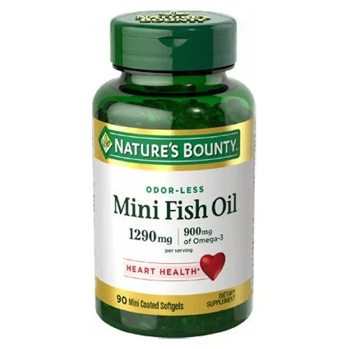 Nature’s Bounty, Mini Fish Oil Mini Coated, 1290 mg, 90 Softgels