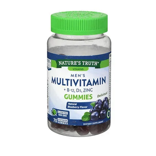 Nature’s Truth, Men’s Multivitamin + B-12, D3, Zinc Gummies Natural Blueberry Flavor, 70 Count