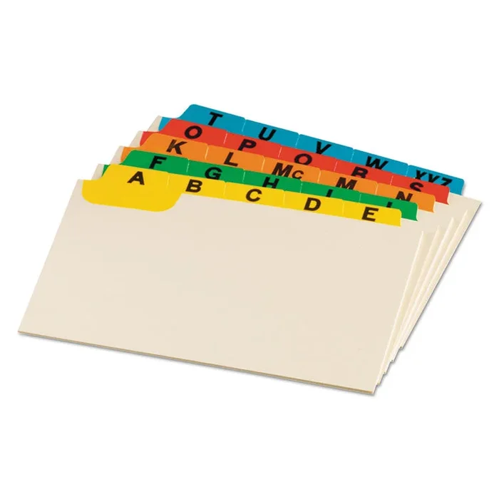 Oxford™ Manila Index Card Guides with Laminated Tabs, 1/5-Cut Top Tab, A to Z, 5 x 8, Manila, 25/Set (OXF05827) Pack of 25