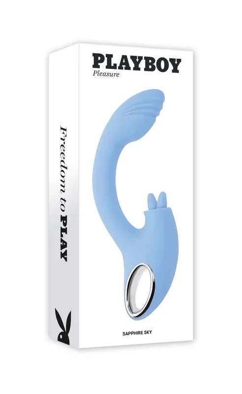 Playboy Sapphire Sky Rechargeable Silicone Rabbit Vibrator – Blue