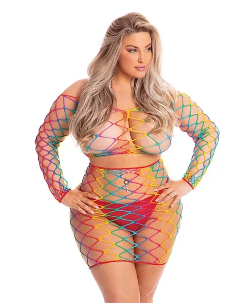 Plus Size Rainbow Pot Of Gold Skirt Set Rainbow