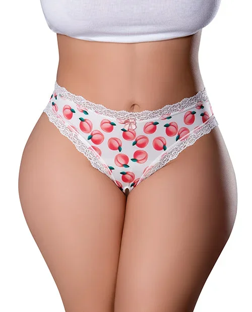 Plus Size Sweet Treats Crotchless White Thong & Lube