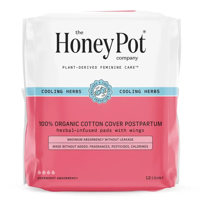 Postpartum Pads With Wings – 100% Organic Cotton Cover Cooling Herbal Infusion