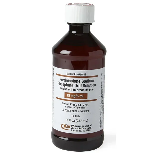 Prednisolone Sodium Phosphate Solution 15 mg / 5 mL Grape Flavor 237 mL (RX)