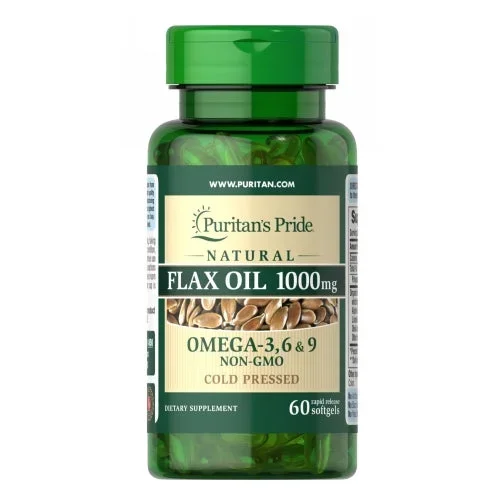 Puritan’s Pride, Natural Flax Oil, 1000 mg, 60 Rapid Release Softgels