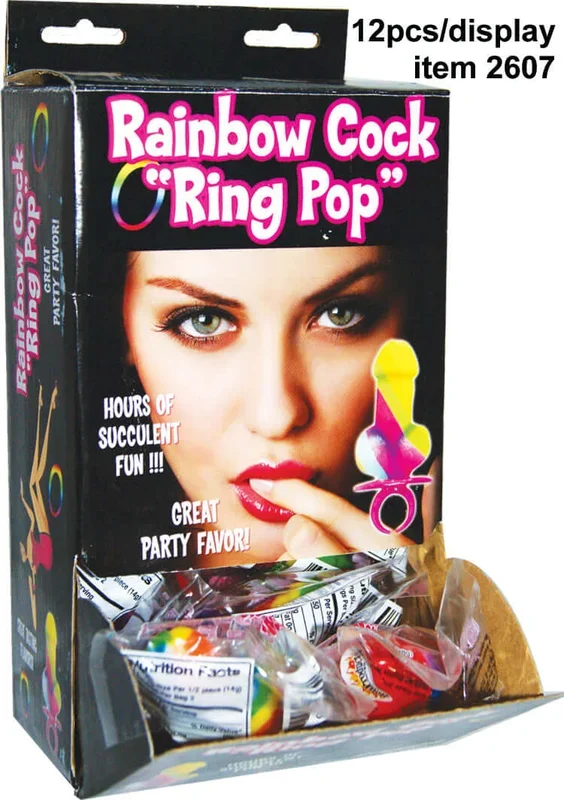 Rainbow Cock Ring Pop 12 Pc Display