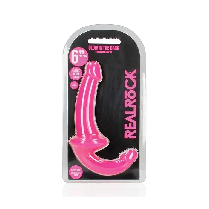 RealRock 6″ Strapless Strap On Glow in the Dark – Neon Pink