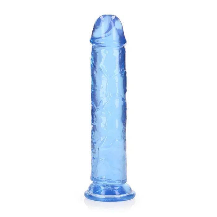 RealRock Crystal Clear Straight 8 inches Dildo Without Balls Blue