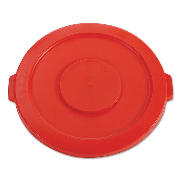 Rubbermaid® Commercial BRUTE Self-Draining Flat Top Lids for 32 gal Round BRUTE Containers, 22.25″ Diameter, Red (RCP2631RED) Each