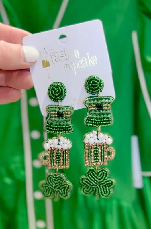Shamrock Beer Mug Earrings