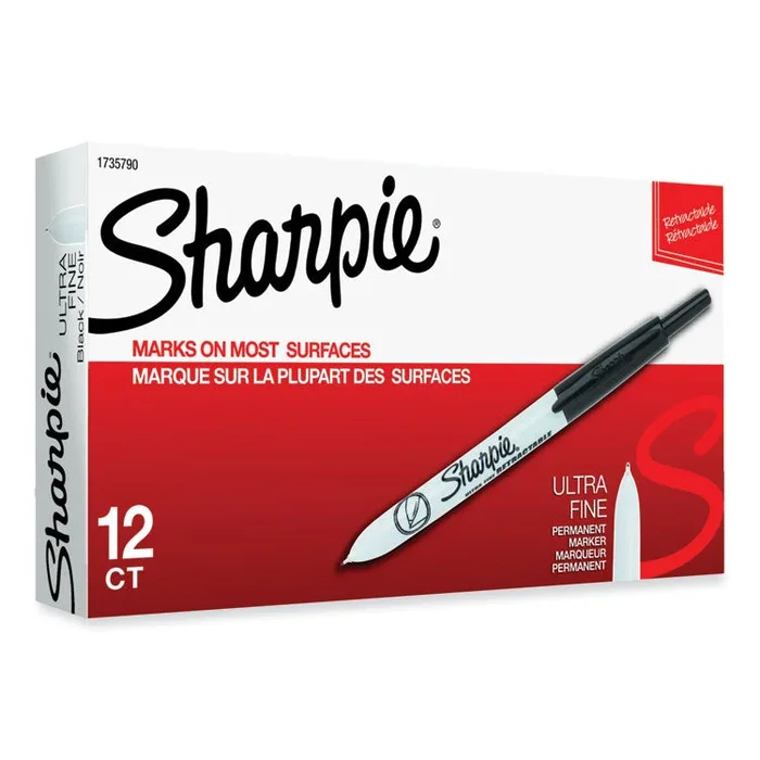 Sharpie® Retractable Permanent Marker, Extra-Fine Needle Tip, Black (SAN1735790) 1 Dozen