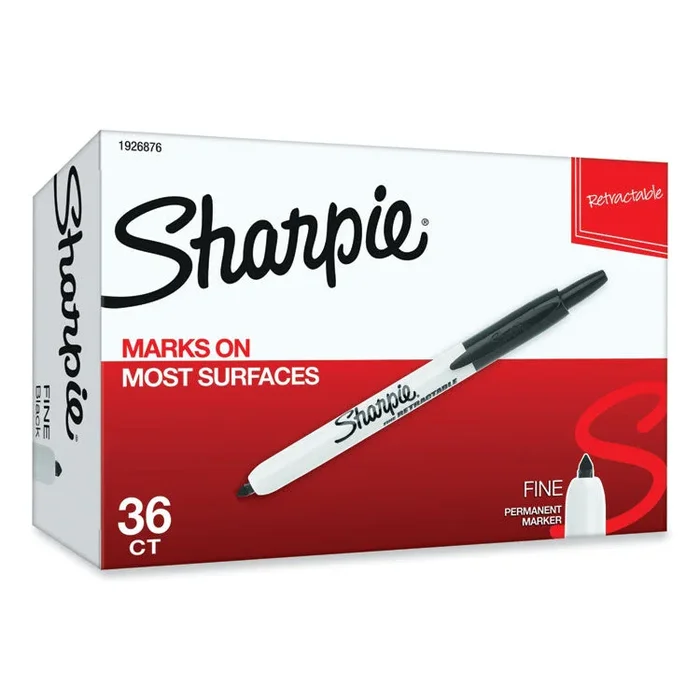 Sharpie® Retractable Permanent Marker Value Pack, Fine Bullet Tip, Black, 36/Pack (SAN1926876) Pack of 36