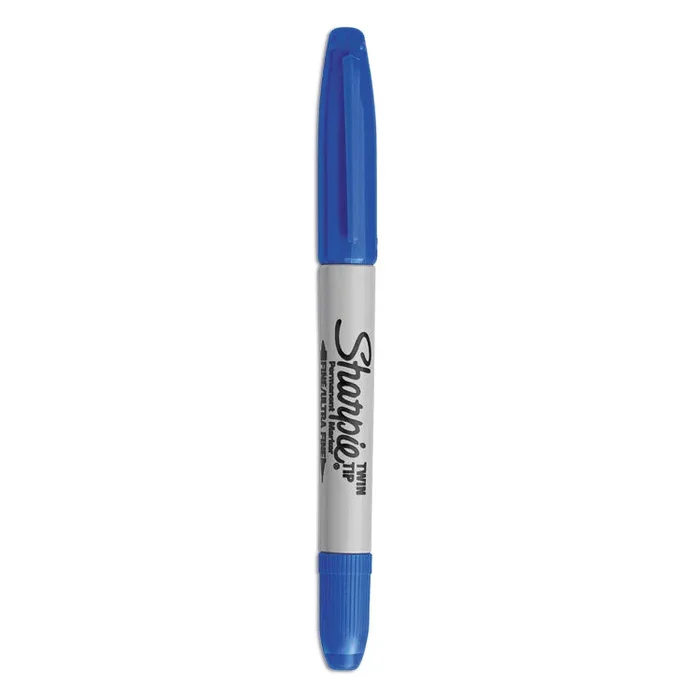 Sharpie® Twin-Tip Permanent Marker, Extra-Fine/Fine Bullet Tips, Blue, Dozen (SAN32003) Box of 12