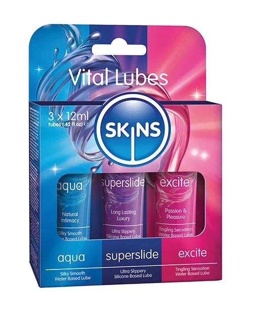 Skins Vital Lubes 12 mL Tubes Pack of 3 for Enhanced Foreplay