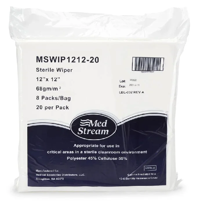 Sterile Gamma Irradiated Cleanroom Wipes ISO Class 5 White 12 x 12 Inch 150/Pack