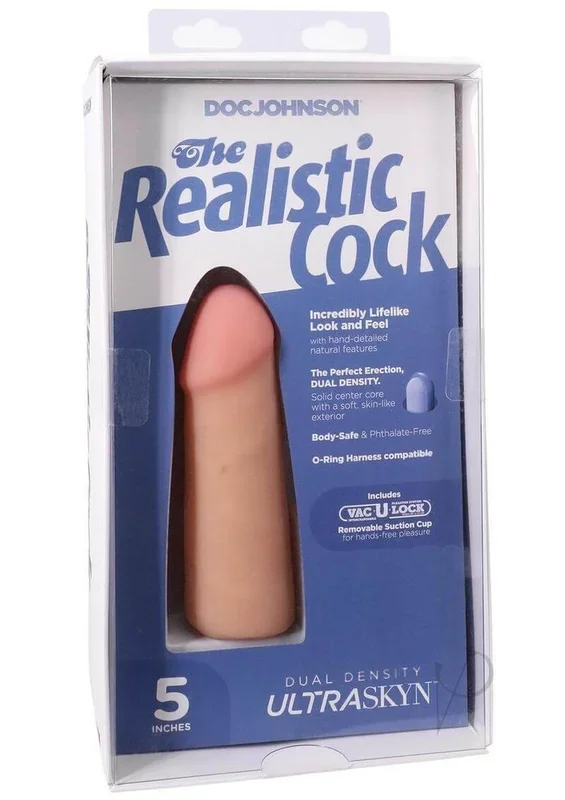 The Realistic Cock 5″ ULTRASKYN Vac-U-Lock Dildo Vanilla – Lifelike Texture