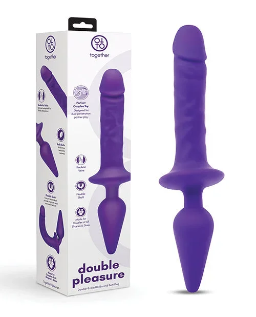 Together Double Pleasure 11″ Double-Ended Dildo & Butt Plug – Purple