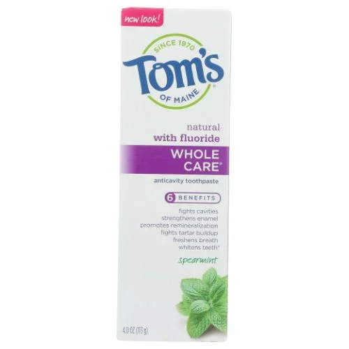 Tom’s Of Maine, Whole Care Natural Anticavity Toothpaste With Fluoride Spearmint, 4 Oz