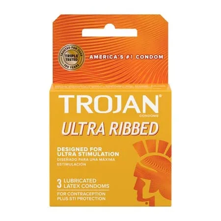 Trojan Ultra Ribbed Lubricated Latex Condoms