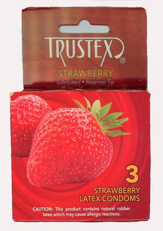 Trustex Lubricated Reservoir Tip Flavored Latex Condom Strawberry