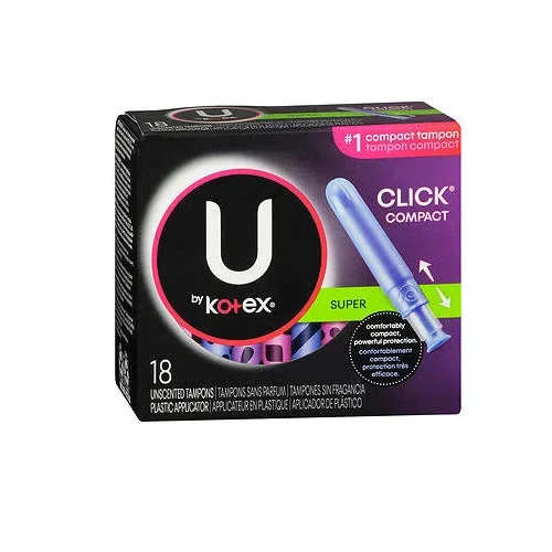U By Kotex, Unscented Super Tampons With Plastic Applicator, 18 Count