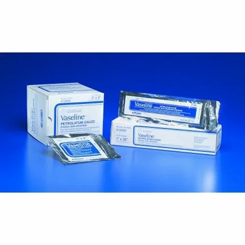 Vaseline, Petrolatum Impregnated Dressing Vaseline 1 X 8 Inch Gauze Petrolatum Sterile, Box Of 50