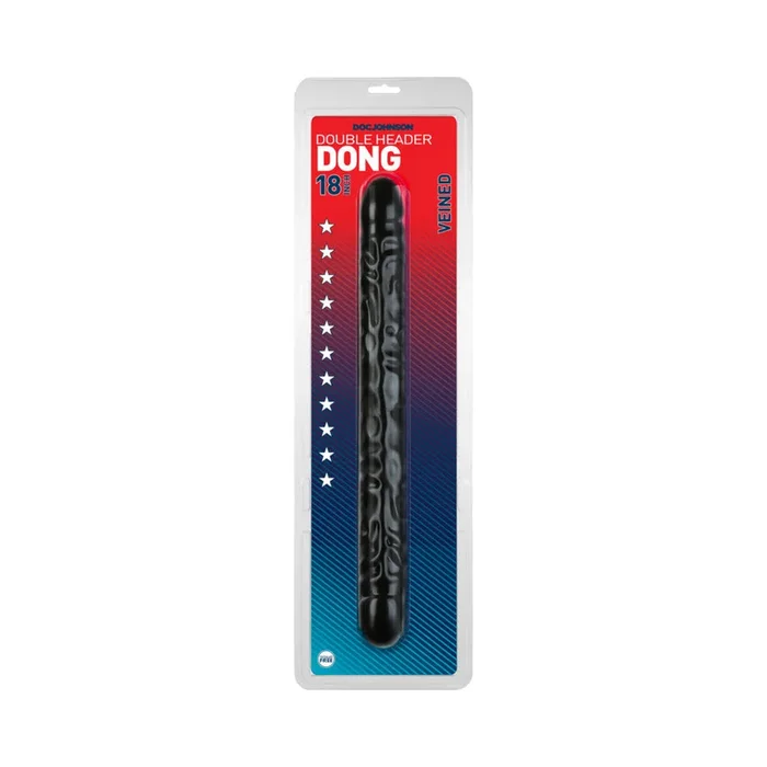 Veined Double Header Dong 18 inches Black