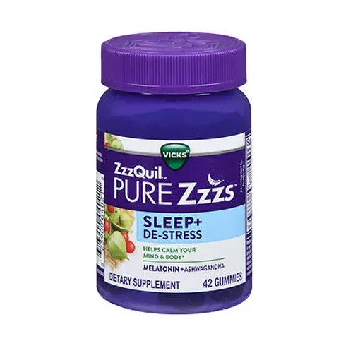 Vicks, Zzzquil Pure Zzzs Sleep + De-Stress Gummies Blackberry Vanilla, 42 Each