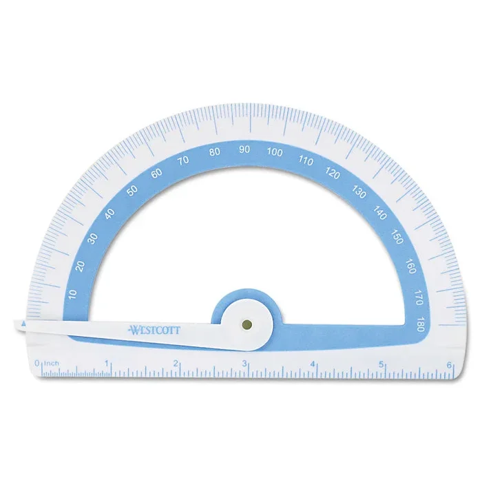 Westcott® Soft Touch School Protractor with Antimicrobial Product Protection, Plastic, 6″ Ruler Edge, Assorted Colors (ACM14376) Each