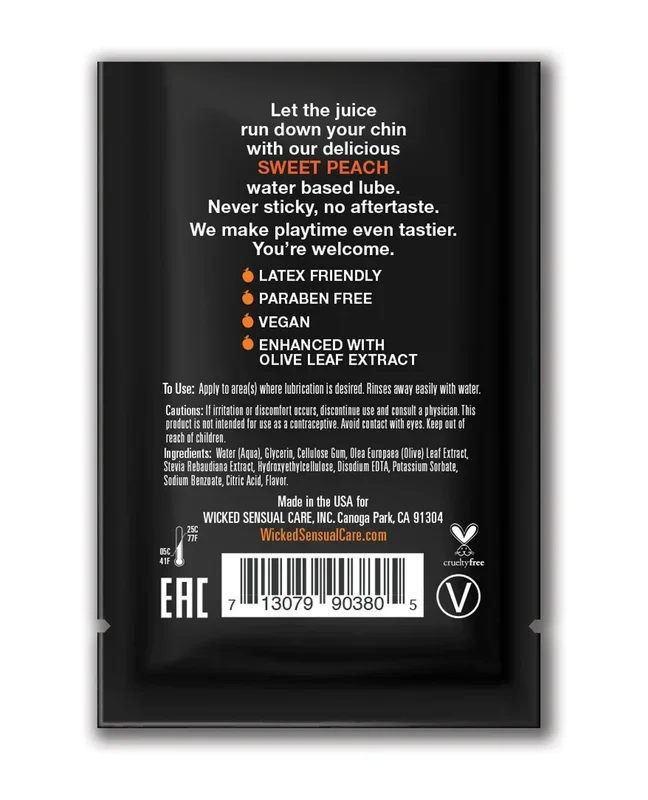 Wicked Sensual Care Waterbased Lubricant – .1 oz Sweet Peach